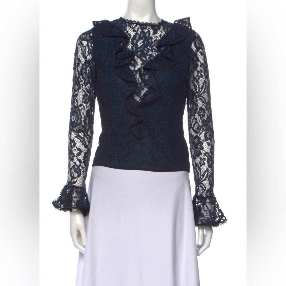 Alexis Black Lace Ruffle Blouse